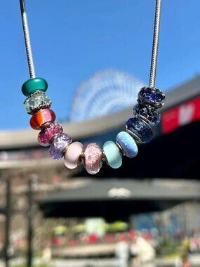 2pcs Murano Glass Bead Pandora Bracelet Sterling Silver Bead
